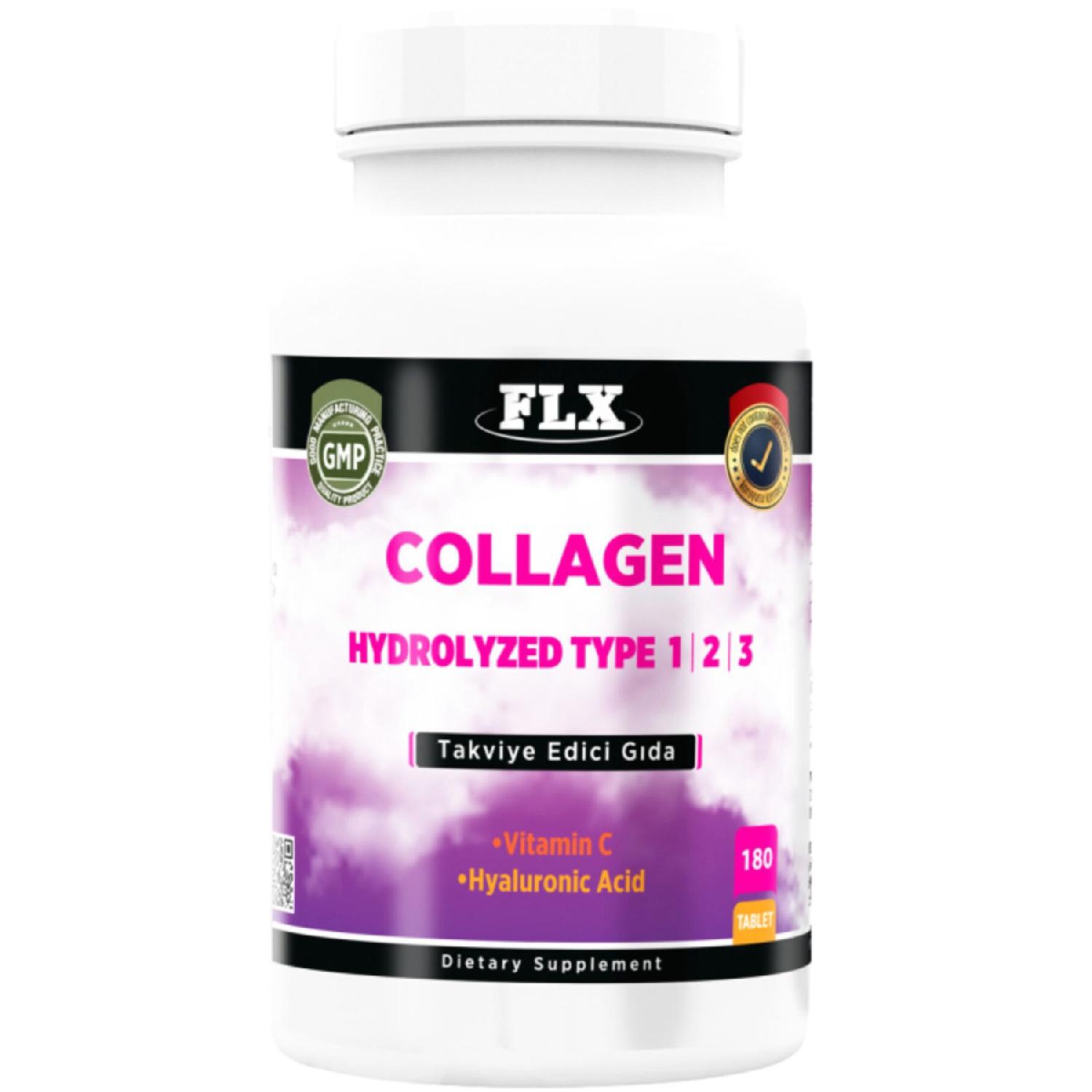 

Collagen Type Collagen Type 1-2-3 Hyaluronic Acid Vitamin C 180 Tablets