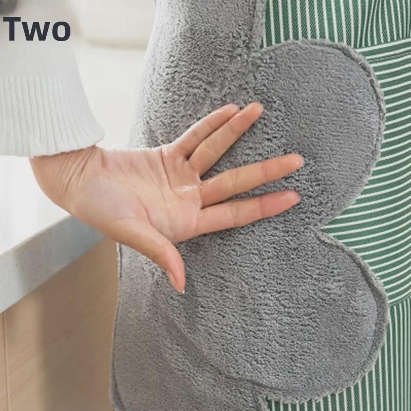 Waterproof Striped Kitchen Apron with Hand Wiping Feature