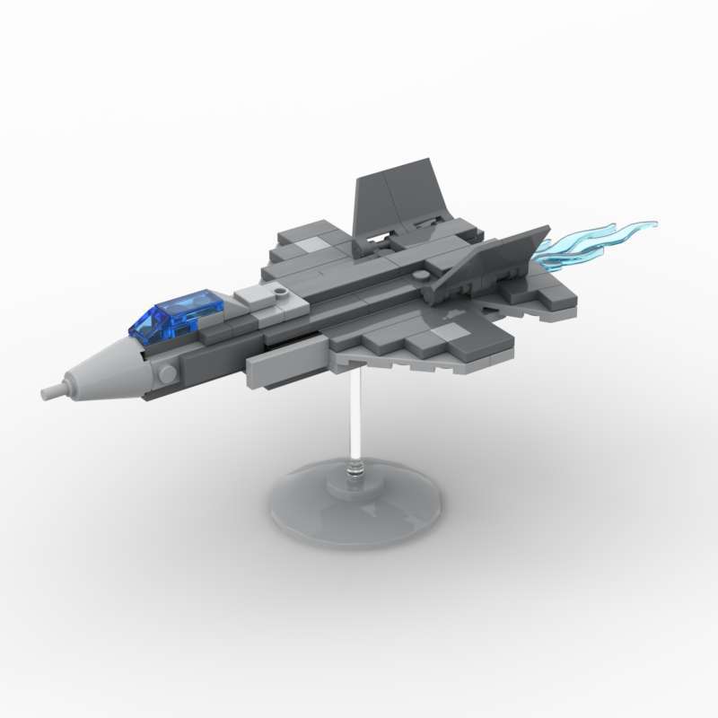 Moc Aircraft Assembly Construction Block Model F35 American Fifth-Generation Fighter Jet With Base And Flames Children'S Plaything Present