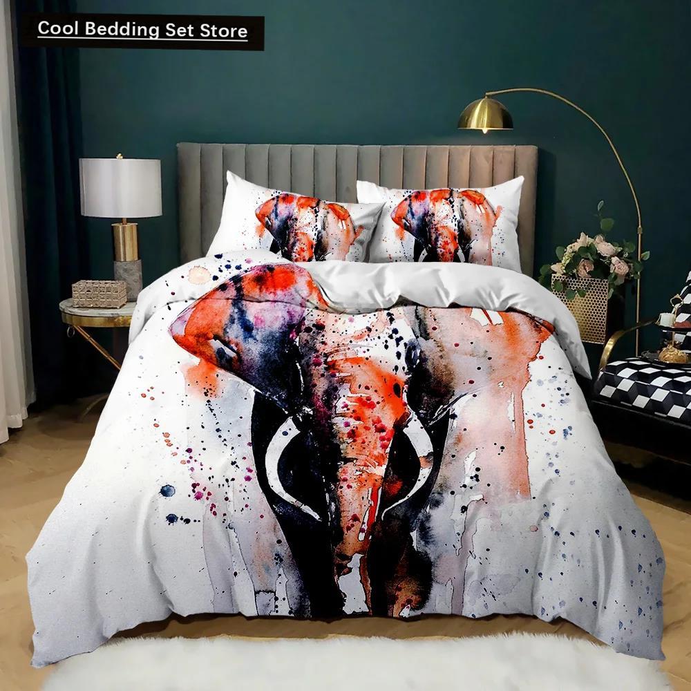 Boho Elephant Duvet Cover Set Bohemian Mandala Elephant Bedding Set Safari Animal Indian Exotic Queen King Polyester Quilt Cover
