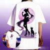 Summer 2026 Sailor Moon Hare Silhouette Under The Moon Street Trend 100 Cotton Print Loose Tshirt Malefemale Top Y2k