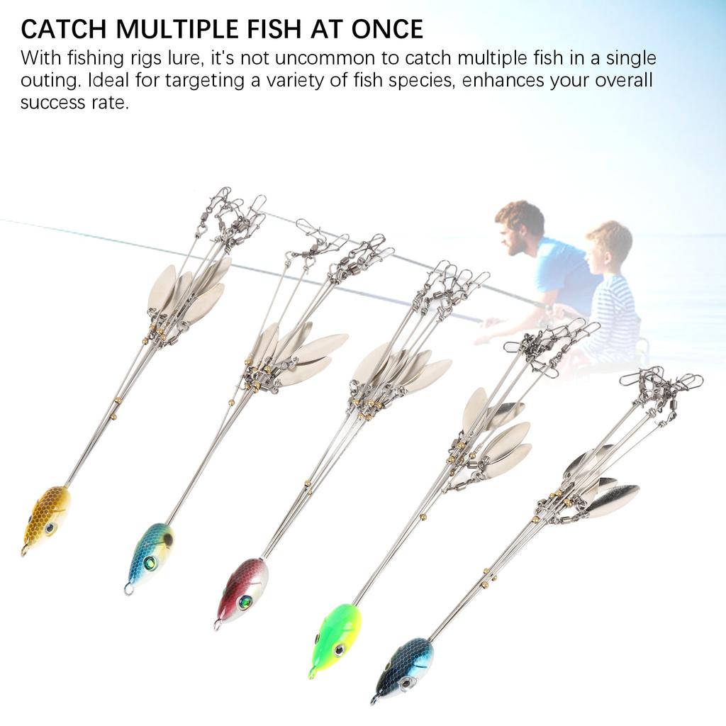 5 Pcs Fishing Rigs Lures Stainless Steel Rustproof High Flexibility Umbrella Fishing Rig Kit for Bass