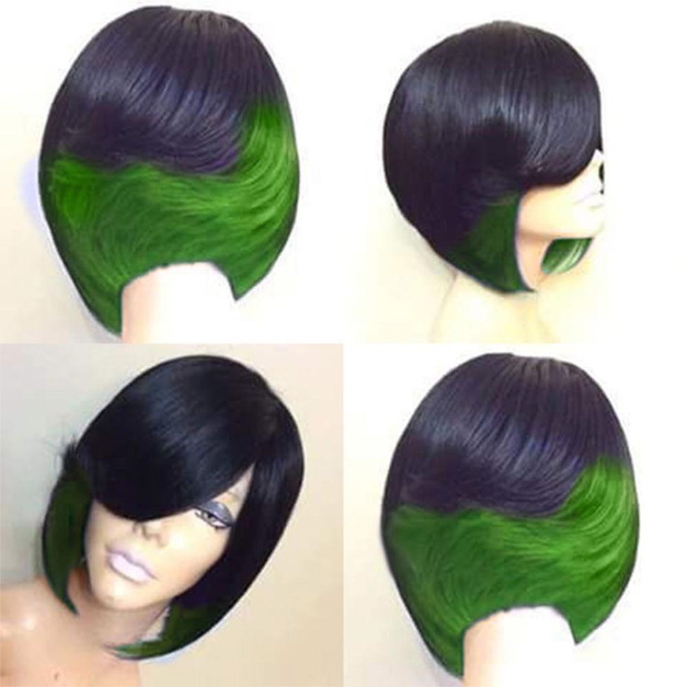 Elegant Short Mix Color Hair Wig With Natural Straight Synthetic Hair For Cosplay