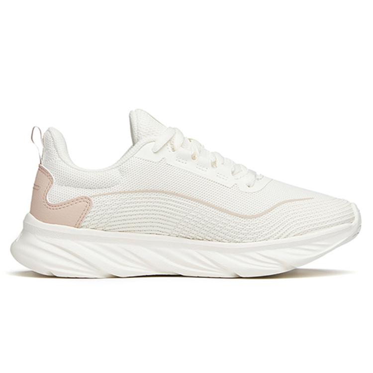 Anta Comfortable Round Toe Cushioning Slip Resistant Abrasion Resistant Low top Running Shoes Women's Beige Pink 122145571-3