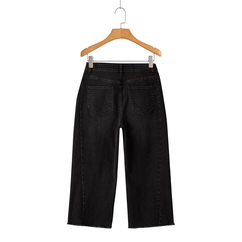 Women's Denim Classic Versatile High Waist Fashionable Cropped Pants
