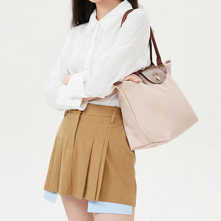 Longchamp Le Pliage 28 Button Zipper Closure Long Handle Dumpling Tote Bag Women Tote Bags Paper-Color 2605089P71