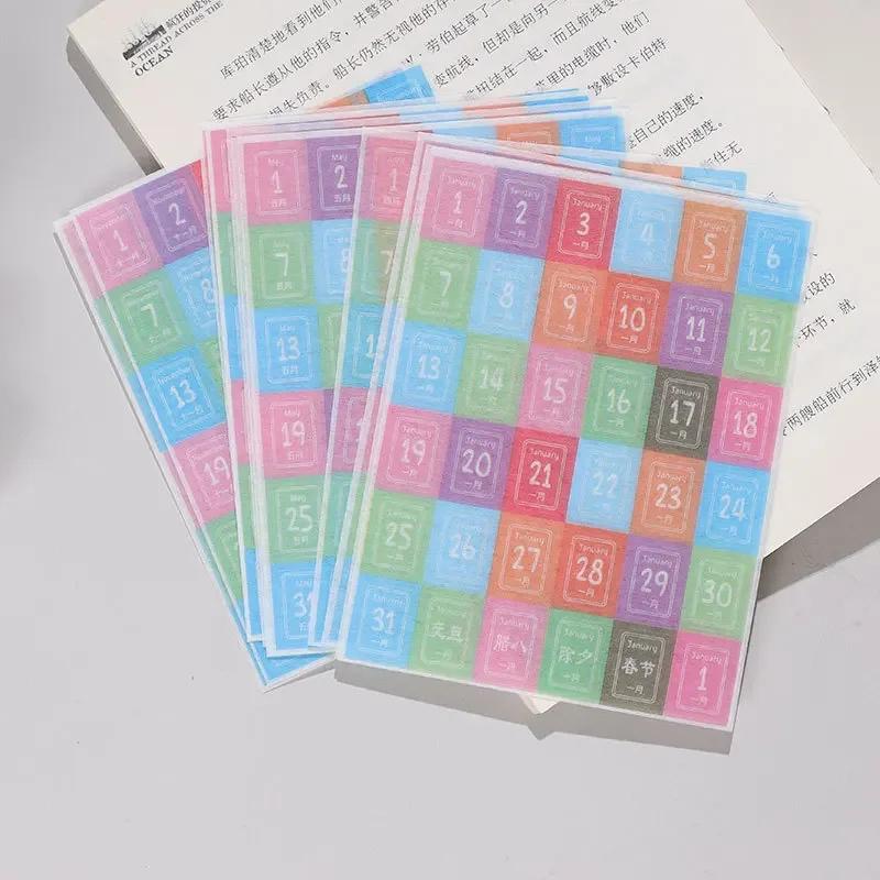 12 Sheets Number Date Label Sticker 2026 Year Planner Colorful 365 Days Daily Stickers Stationery Agenda Diary Journal Stickers