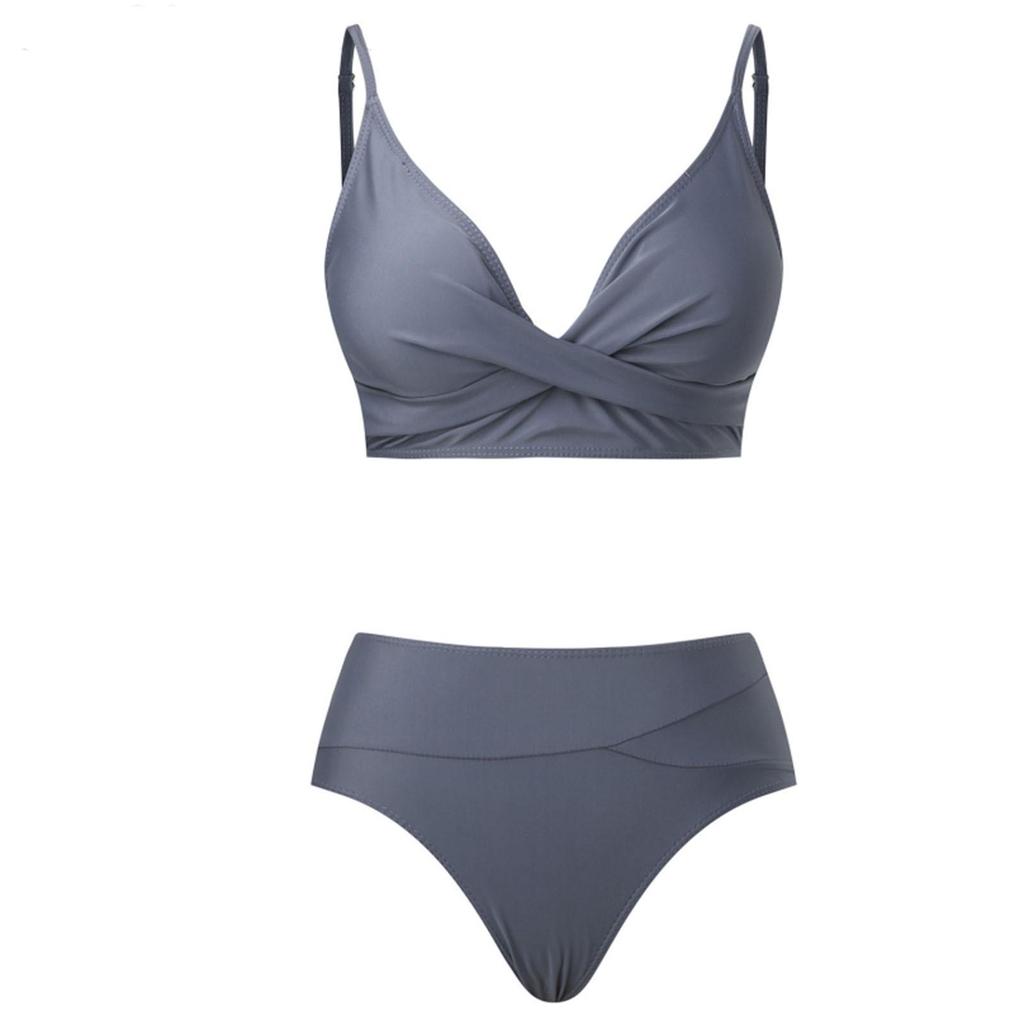 Heiß verkaufender einfarbiger Cross-Over Softcup-Bikini – Damen Europäische & Amerikanische Sexy Bademode