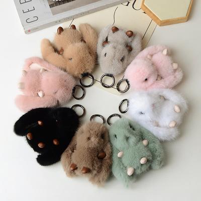 Cute Fluffy Rabbit Keychain Ring Plush Pompon Bunny Bag Pendant For Couple Car Key Ring Jewelry Gifts
