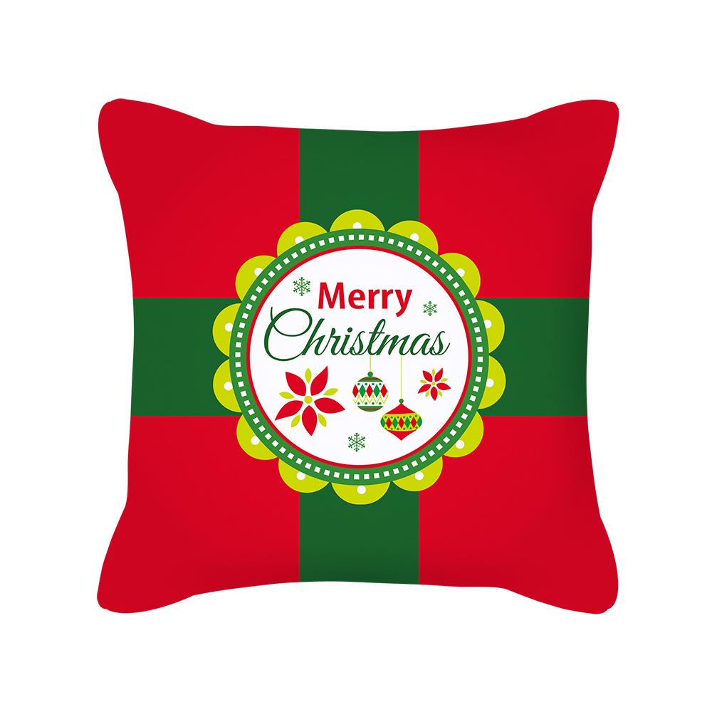 Cartoon Christmas Pillow Case Holiday Gift Letter Snowman Red and Green Pillow