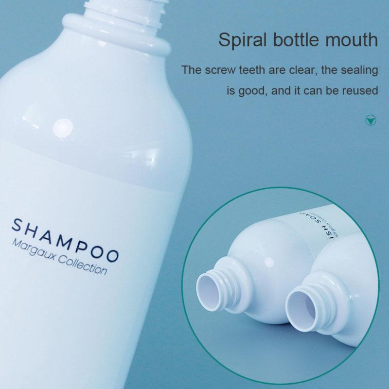 White Soap Dispenser Shampoo Bottl 500ml Bathroom Body Soap Bottle Large-capacity Lotion Bamboo Pump PET Empty Refillable Bottle