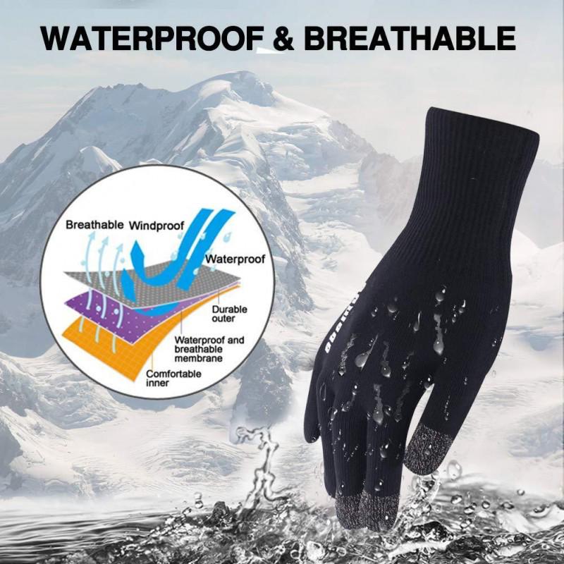 Unisex Touchscreen Windproof Waterproof Gloves with Wool Lining & Non-Slip Grip for Outdoor Activities