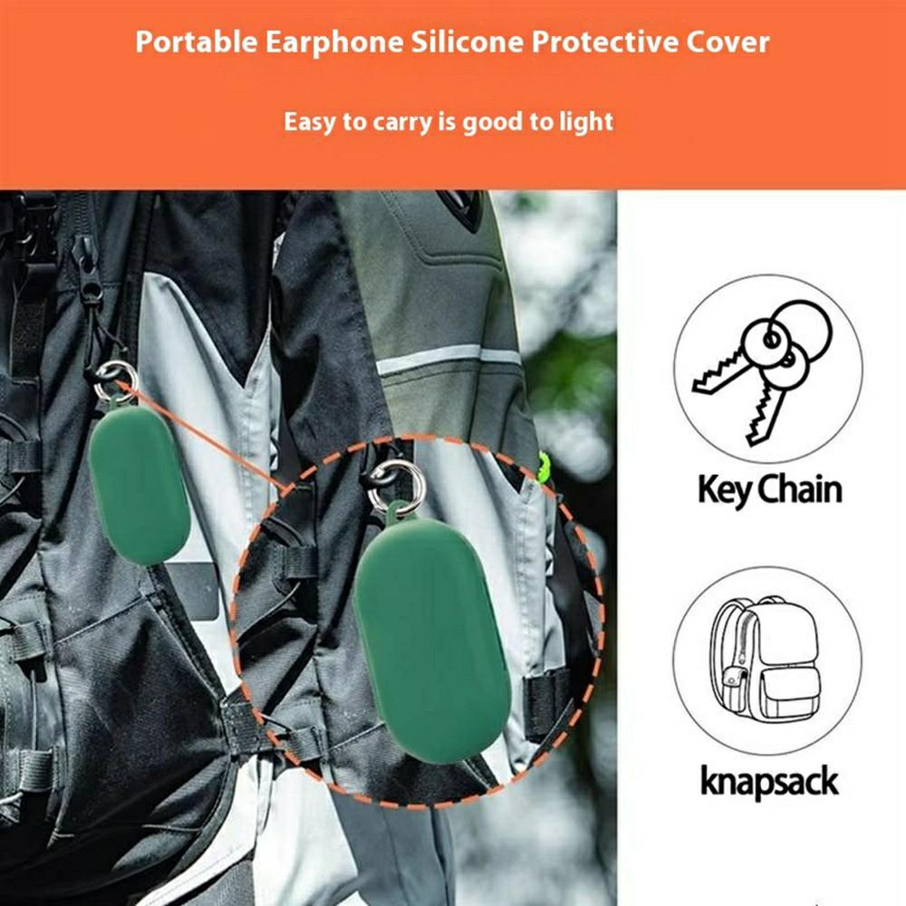 For QCY Crossky R70 Silicone Case Wireless Earphones Protective Cover with Anti-Lost Buckle