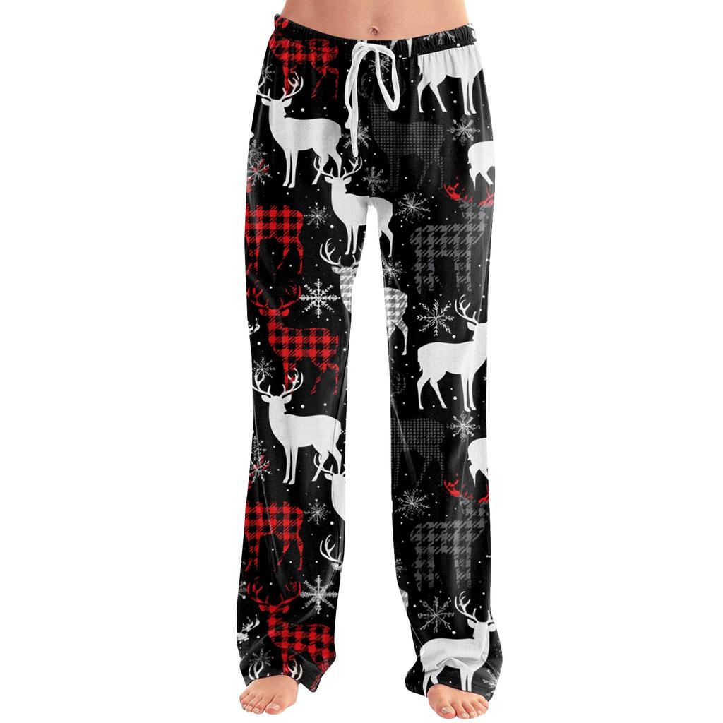 Women's Christmas Print Loose Fit Casual Pants for Holiday