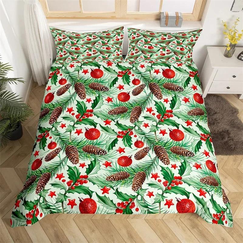

Christmas Tree Santa Claus Duvet Cover Twin King Queen Kids Christmas Bedding Set Polyester Botanical Racing Car Comforter Cover EU Single(135x200cm)
