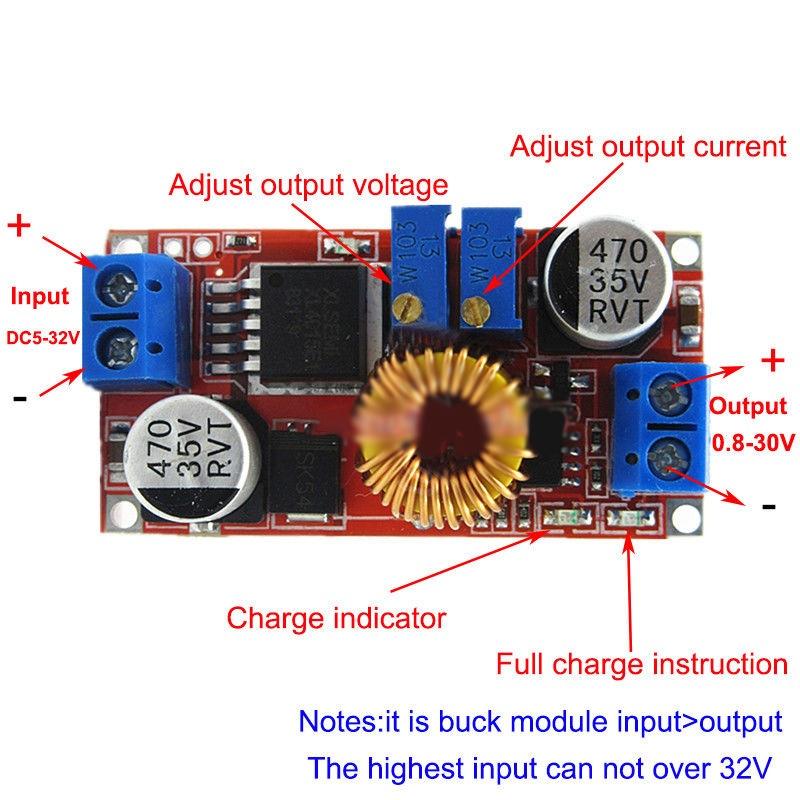 Module Convertisseur Abaisseur DC-DC XL4015 – Réglable 1,25-36V, 5A, Entrée 4-38V, Rendement 96%, Pour Arduino, Projets électroniques