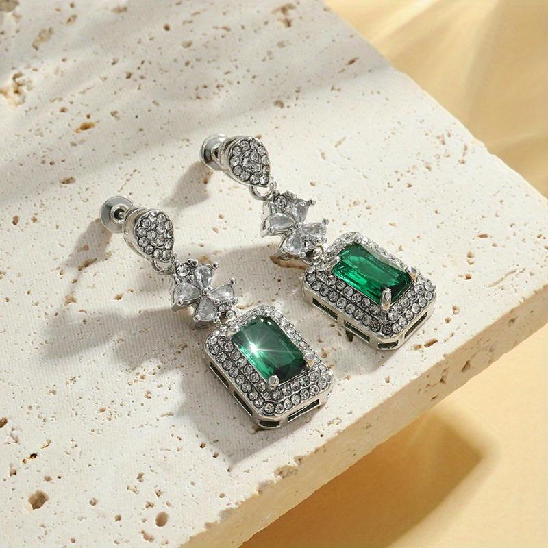 1pair Fashion Square-Shaped Blue Zircon Earrings Gift for Men Women