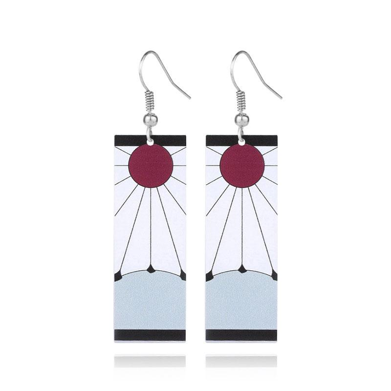 1 Paar Kamado Tanjirou Ohrringe Japanischer Anime Dämon Slayer Eardrop Cosplay Prop Cartoon Schmuck für Männer Frauen