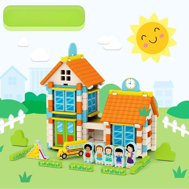 Children'S Early Education Tenon And Mortise Structure Building Block Creative Space Construction Assembly Construction Wooden Educational Toys 3-6