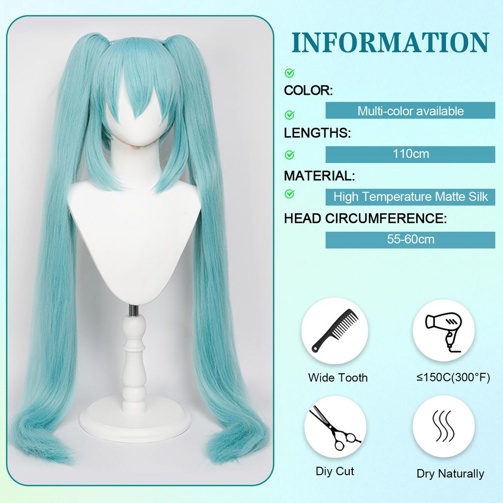 110cm Cosplay Wig, Double Ponytail Synthetic Fiber Wig, Halloween, Christmas For Women