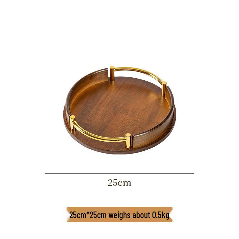 Aiqiyi Xuan Round Bamboo Serving Tray with Handle