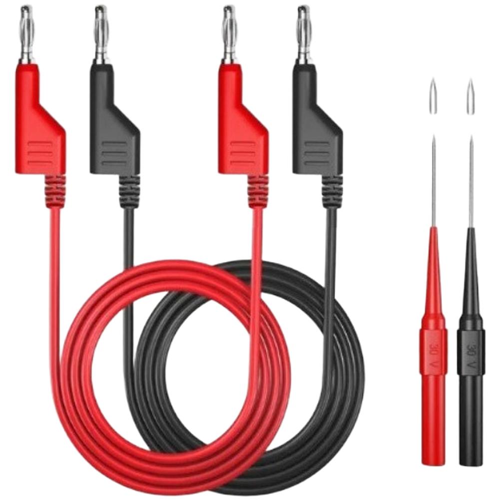 Multimeter Cable Test Leads 4mm Banana with For alligator Clips and Steel Probe Tip for Electrical Testing 1000V 15A