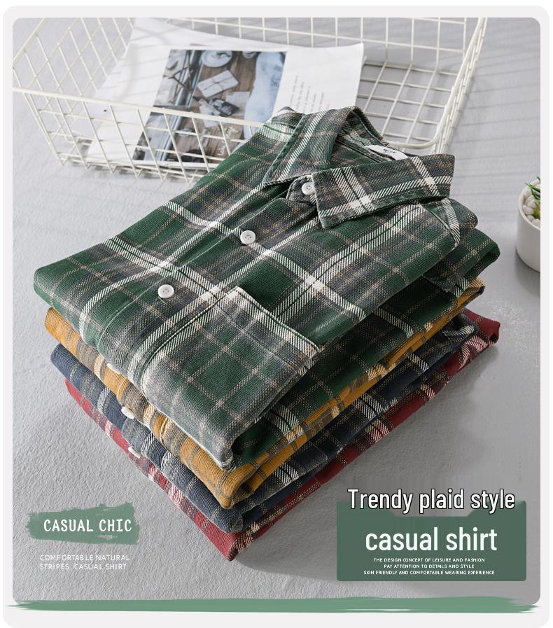 Men's Plaid Casual Long Sleeve Shirt - Versatile and Stylish for Spring and Autumn (Style 6120).