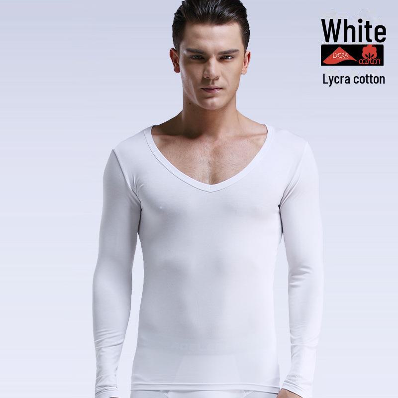 

Мужская облегающая рубашка с длинным рукавом и V-образным вырезом, базовый слой - однотонная, легкая, для осени и зимы XXXL