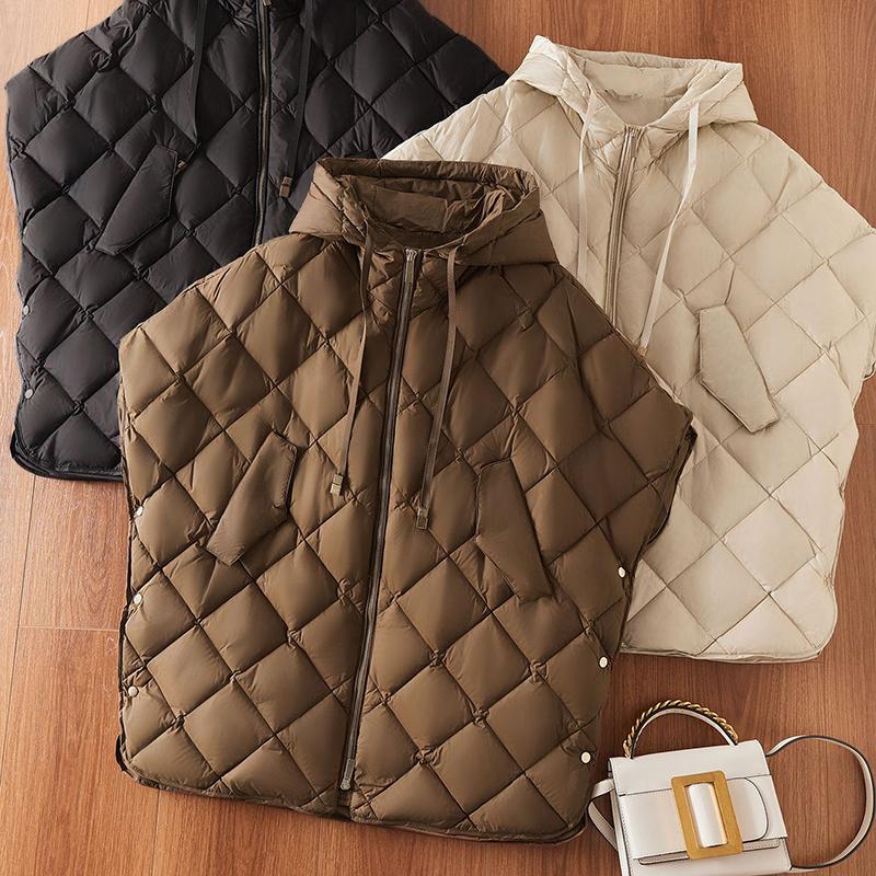 Podzim Zima Volná S Kapucí Dolní Vesta Dvojitý Zip Zesílená Vesta Svrchní Oblečení Dámská Dolní Teplá Vesta