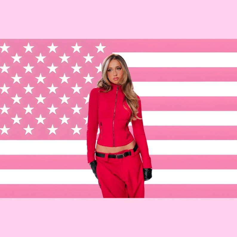 

Pink American flag tapestry 75x100 чорний