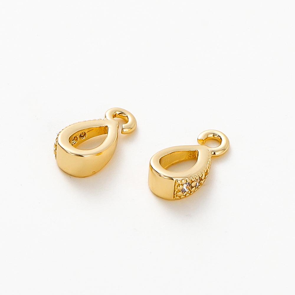 4PCS/lot 14K 18K Gold Color Plated Brass with Zircon Bale Pinch Clasp For Pendant Connector DIY Necklace Jewelry Making Findings