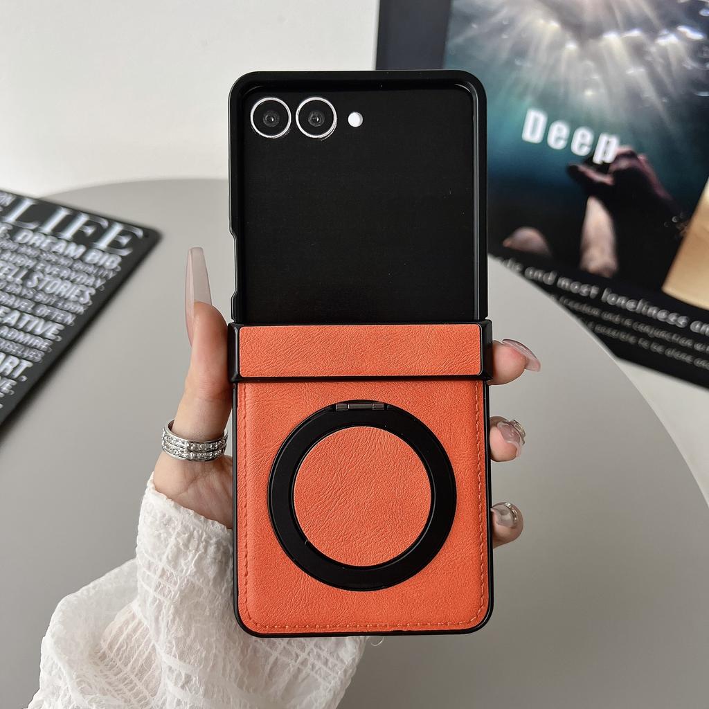 Zflip1 folding screen leather pattern magnetic rotating bracket Zflip1/1/1/1 wireless charging anti-drop simple business