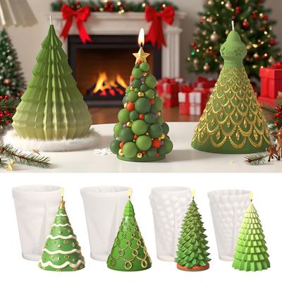 3D Weihnachtsbaum Kerzen Silikonform Handgemacht DIY Weihnachtsbaum Epoxidharzform Seife Kerzenherstellung Backwerkzeuge Feiertagsgeschenke