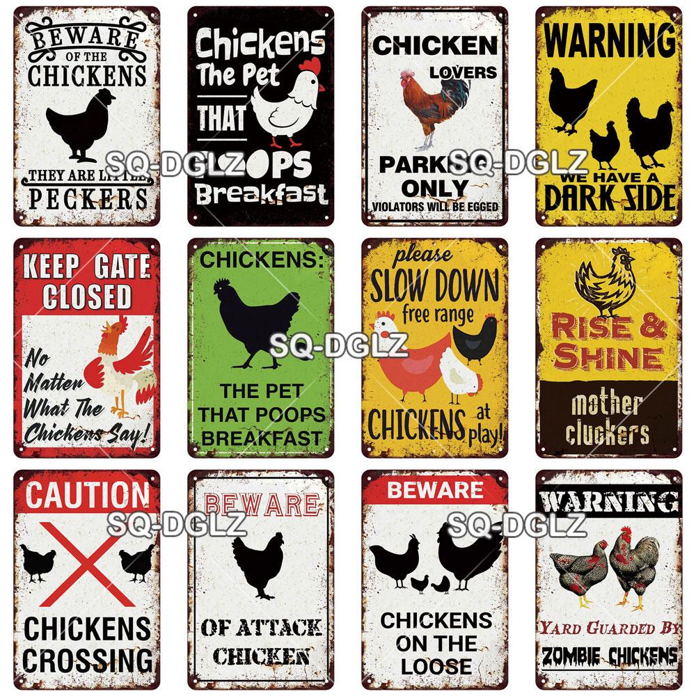 SQ-DGLZ Placă metalică vintage de avertizare Ouă de găini Placă de tablă Placă pentru magazin Home Bar Decor de perete Autocolant Placă de decorare Poster