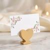 12 PCS Cartes Numéro de Table Forme Étoile Cœur Supports Clips Porte-Cartes Nom Bois Doré Surface Lisse Porte-Message de Bureau