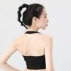 Elegant Design Hanging Neck Strap Sports Bra Pleated Back Women's Underwear Yoga Vest  Running