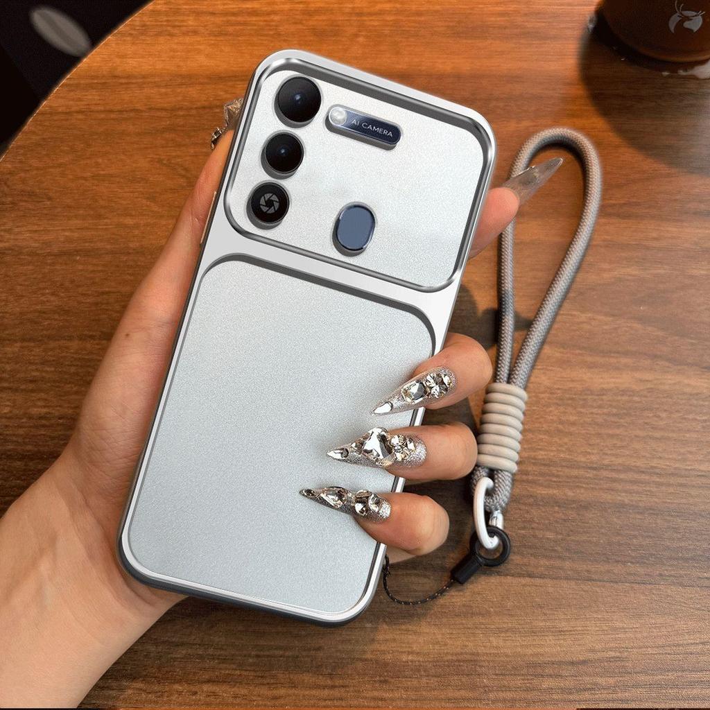 Luxury Big Window Phone Case with Lanyard for TECNO SPARK GO 2022 Premium Textured Casing
