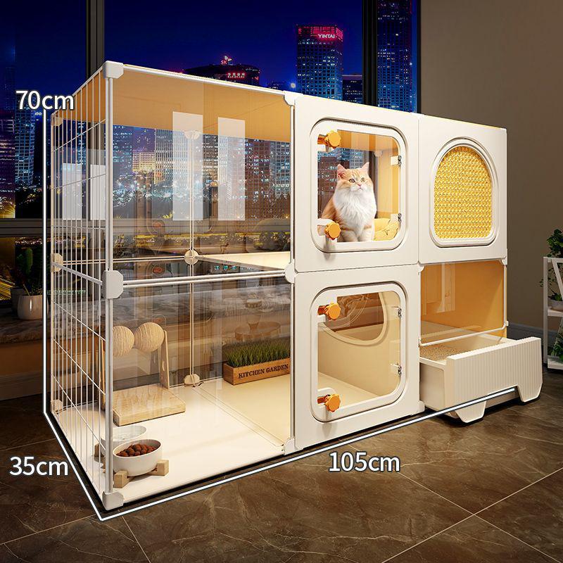 Extra-Large Indoor Cat Villa: One Room, Living Room, Bathroom - Spacious Cat Cage & Nest with Integrated Toilet