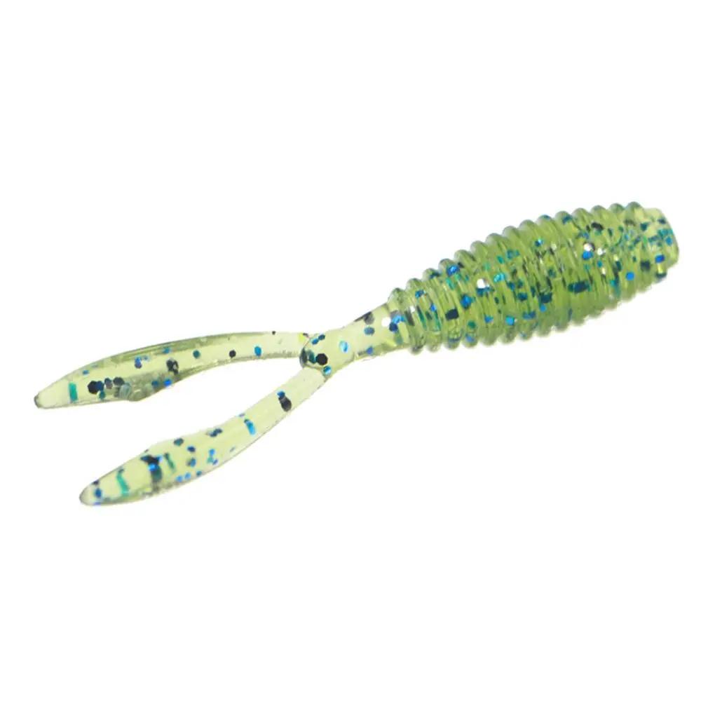 10pcs 36mm 0.3g Soft Fishing Lure Twin Tail Silicone Artificial Bait Wobbler Worm Lures Fluorescent Fishing Tackle for Ocean Sea