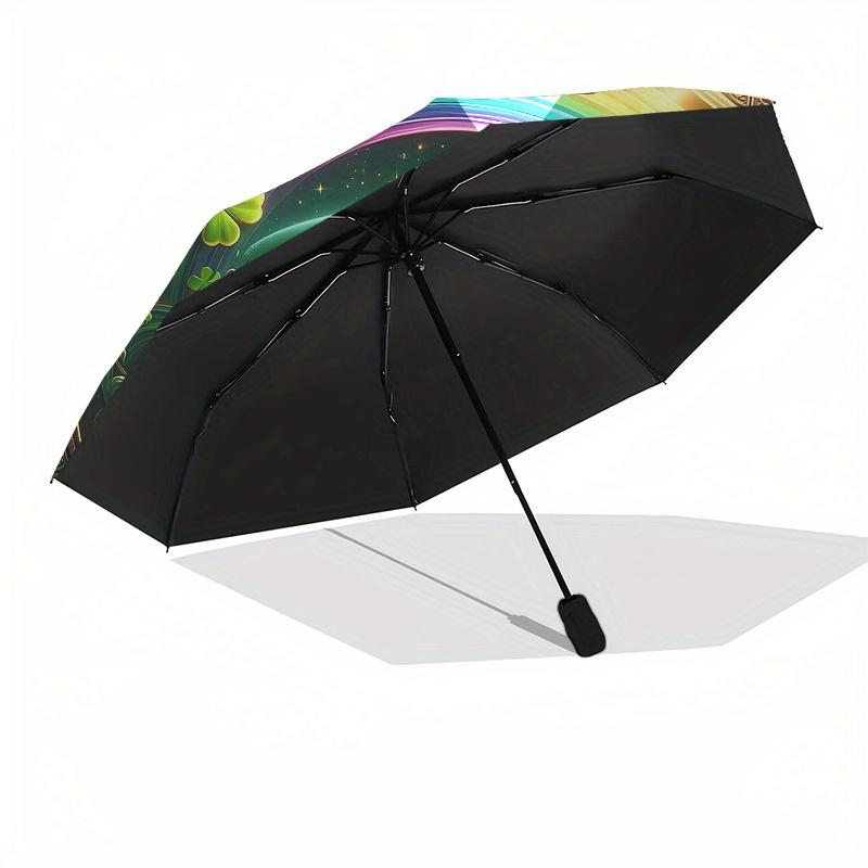 St. Patrick's Day Hat with and Clover DesignUmbrella, Portable 3-Fold Compact Umbrella for Men & Women Gift