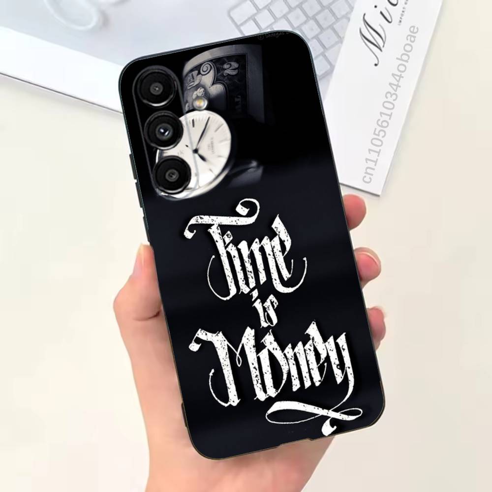 

Time is Money Banknote Phone Case For Samsung S25,24,21,22,23,20,S30,Ultra,Plus,Fe,Lite,Note,5G Black Soft SamsungS21FE