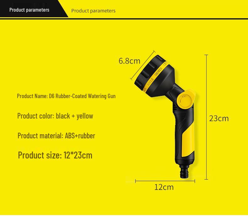 High-Pressure Garden Watering & Car Wash Rubber-Coated Water Gun