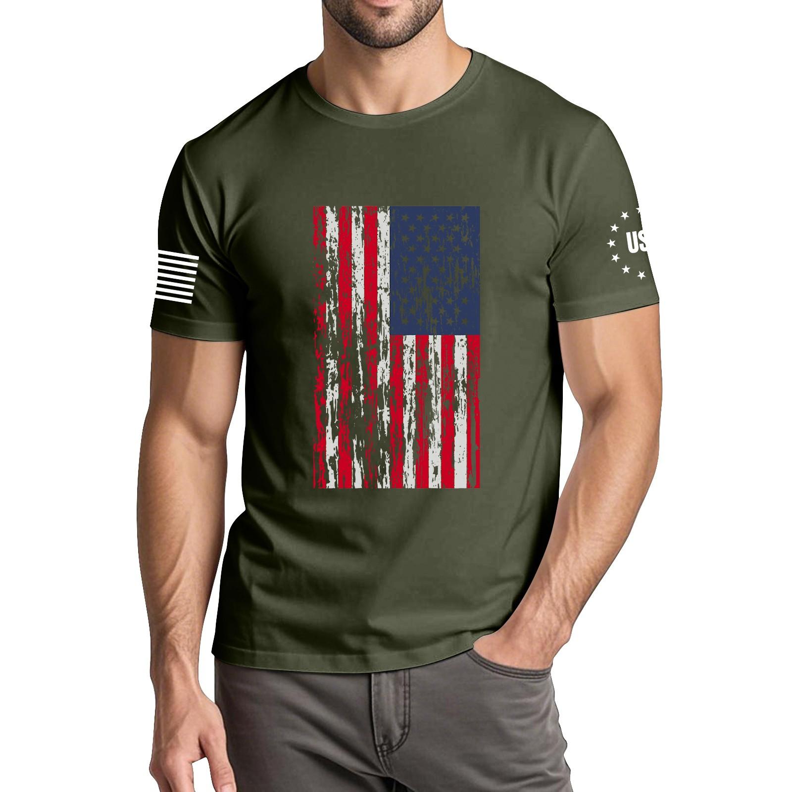 

Чоловіча модна повсякденна футболка з круглим вирізом та коротким рукавом з принтом до Дня Незалежності XL