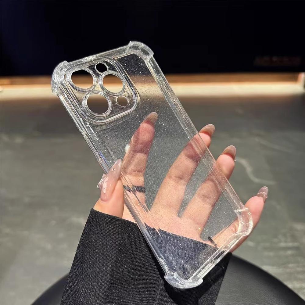 Luxury Glitter Transparent Phone Case For iPhone 17 11 12 13 14 15 16 Pro Max 17 Air Soft Shockproof Silicone Clear Bumper Cover
