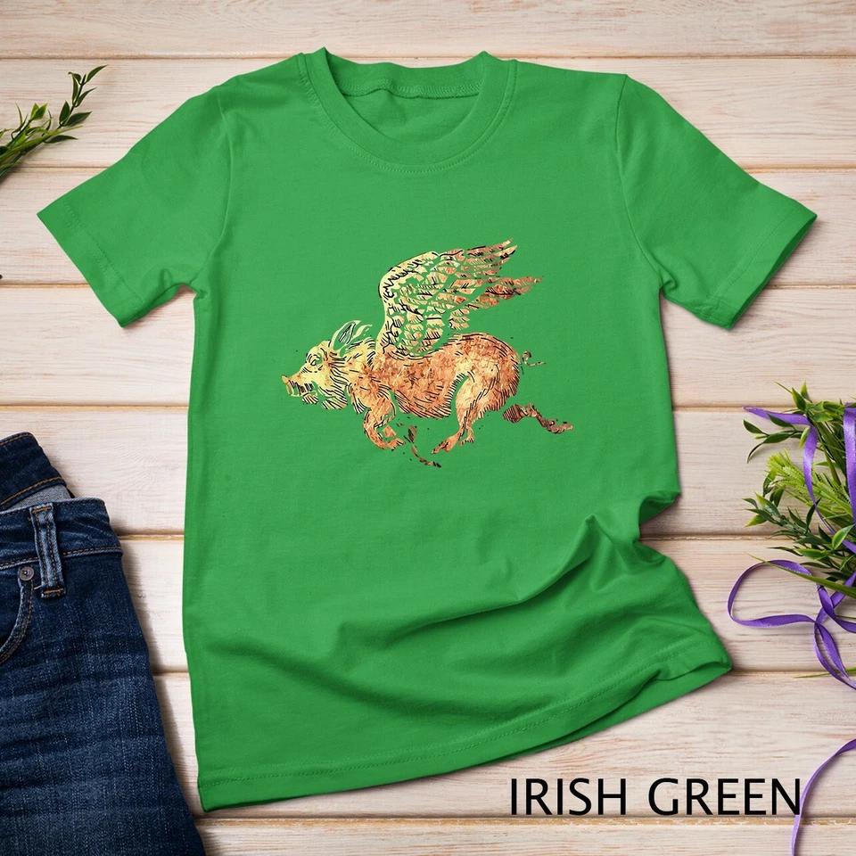 Pig Flying with Wings Fly Pig Lovers Unisex T-shirt 4