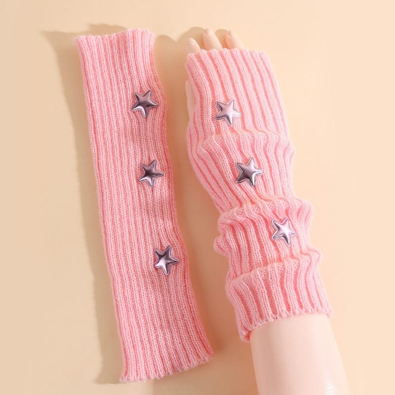 Y2K Sternhandschuhe für Frauen Mädchen Japanischer Harajuku Sweet Lolita Ärmel Herbst Winter Armstulpen Gestrickte Fäustlinge Accessoires