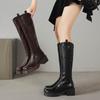 Krazing Pot Microfiber Winter Round Toe Modern Platform Size 33 Knee Boots Size 43 Thick Bottom Women Fashion Thigh High Boots