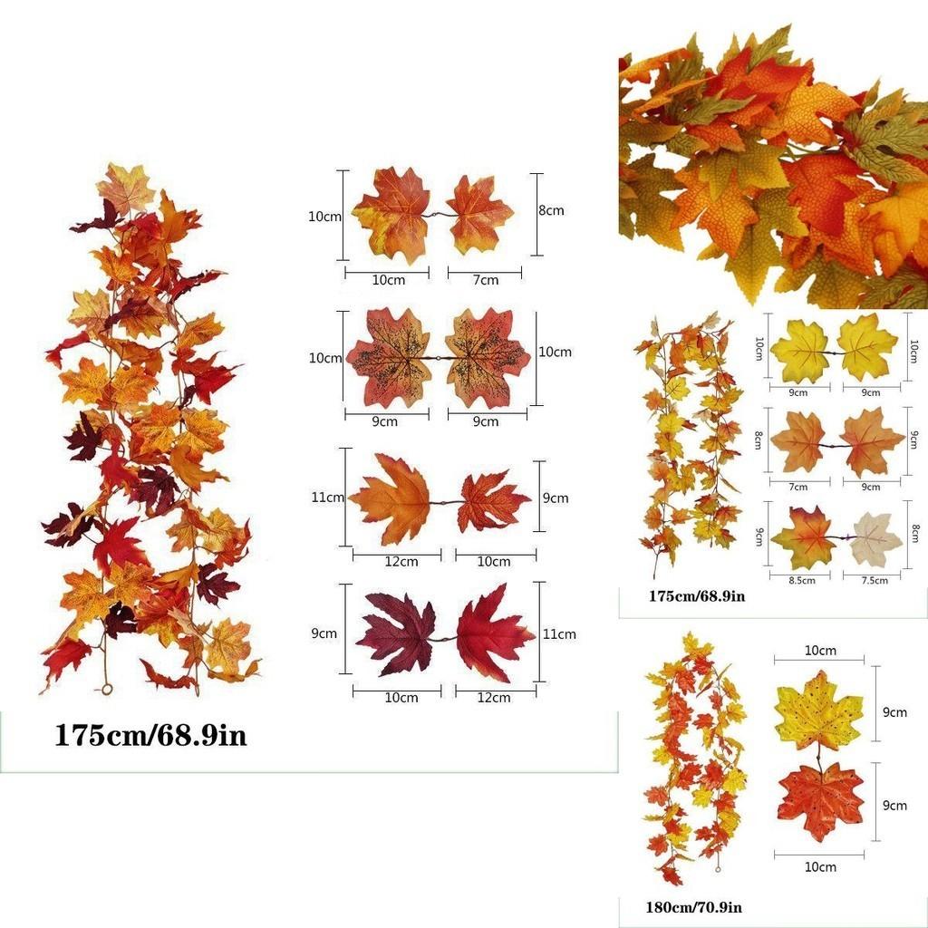 Realistischer Herbst-Ahornblatt-Girlande für Thanksgiving- und Halloween-Dekorationen