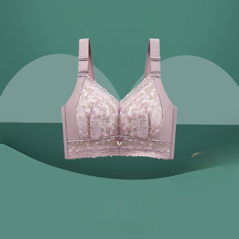 

Тонкое нижнее белье для женщин больших размеров, собранное, без косточек, коллекция полных чашек, для сближения груди, предотвращающий провисание бюстгальтер 52/120E фиолетовый