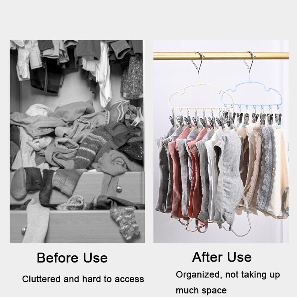 5Pcs Windproof Clothes Hanger with 8 Clips Non-slip Sock Hangers Clothes Drying Rack  for Home Use